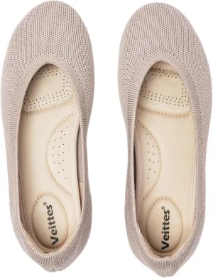 Veittes Women's Wide Width Flats Shoes, Ladies Fashion Comfortable Breathable Office Ballet Flats Shoes.