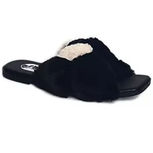 VHNY | Knotted Faux Fur Slippers | Multi | Size 8