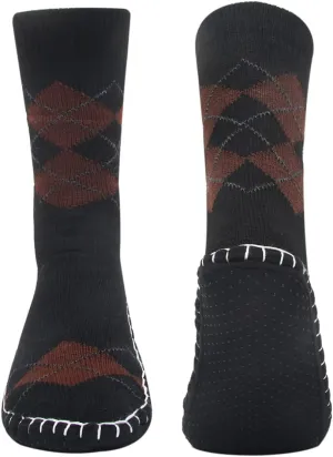 Vihir Men's Slipper Socks With Suede Non Slip Sole -Winter Knitted Home Warm Floor Indoor Stocking House