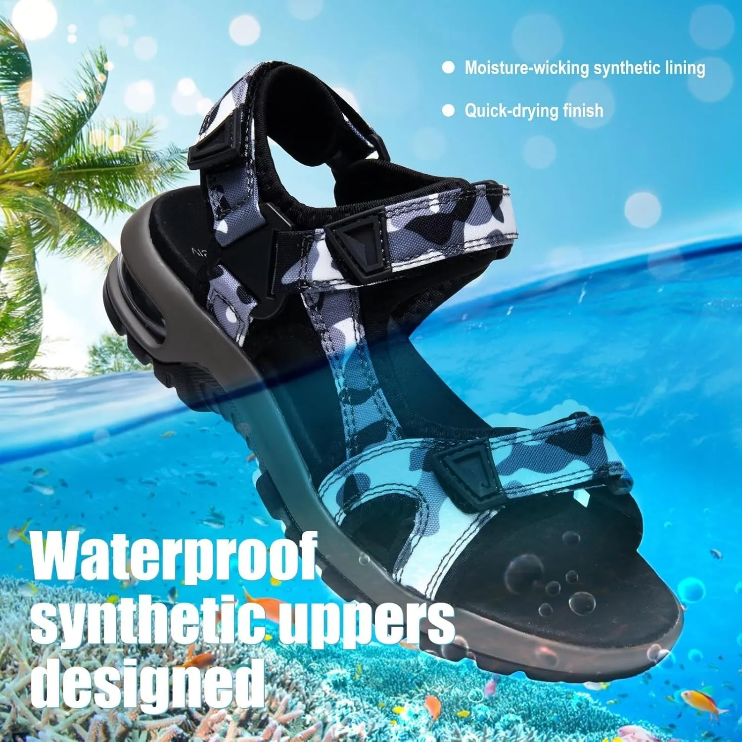 visionreast Boys Sandals Camouflage Print Kids Fashion Sport Sandals Outdoor Sandal Athletic Casual Sandals Beach Shoes