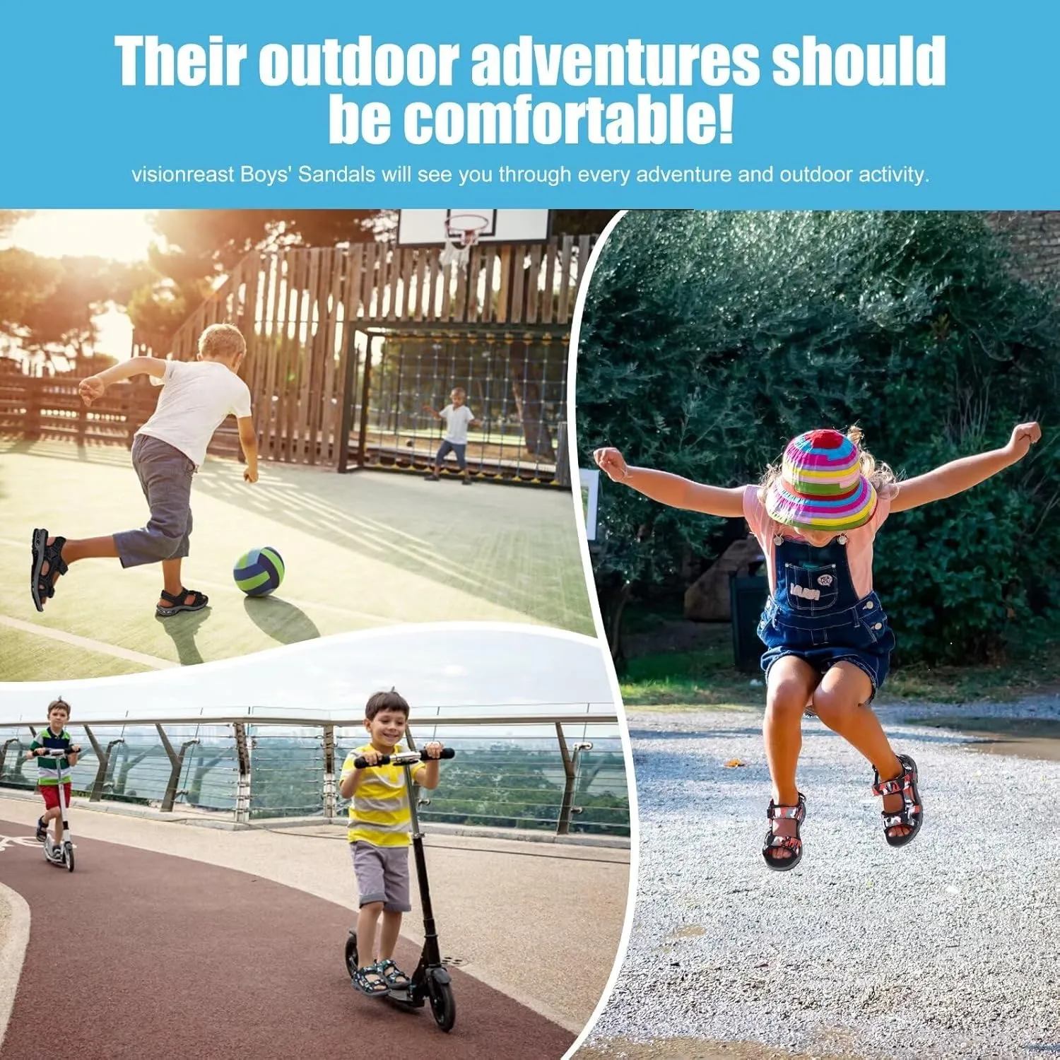 visionreast Boys Sandals Camouflage Print Kids Fashion Sport Sandals Outdoor Sandal Athletic Casual Sandals Beach Shoes