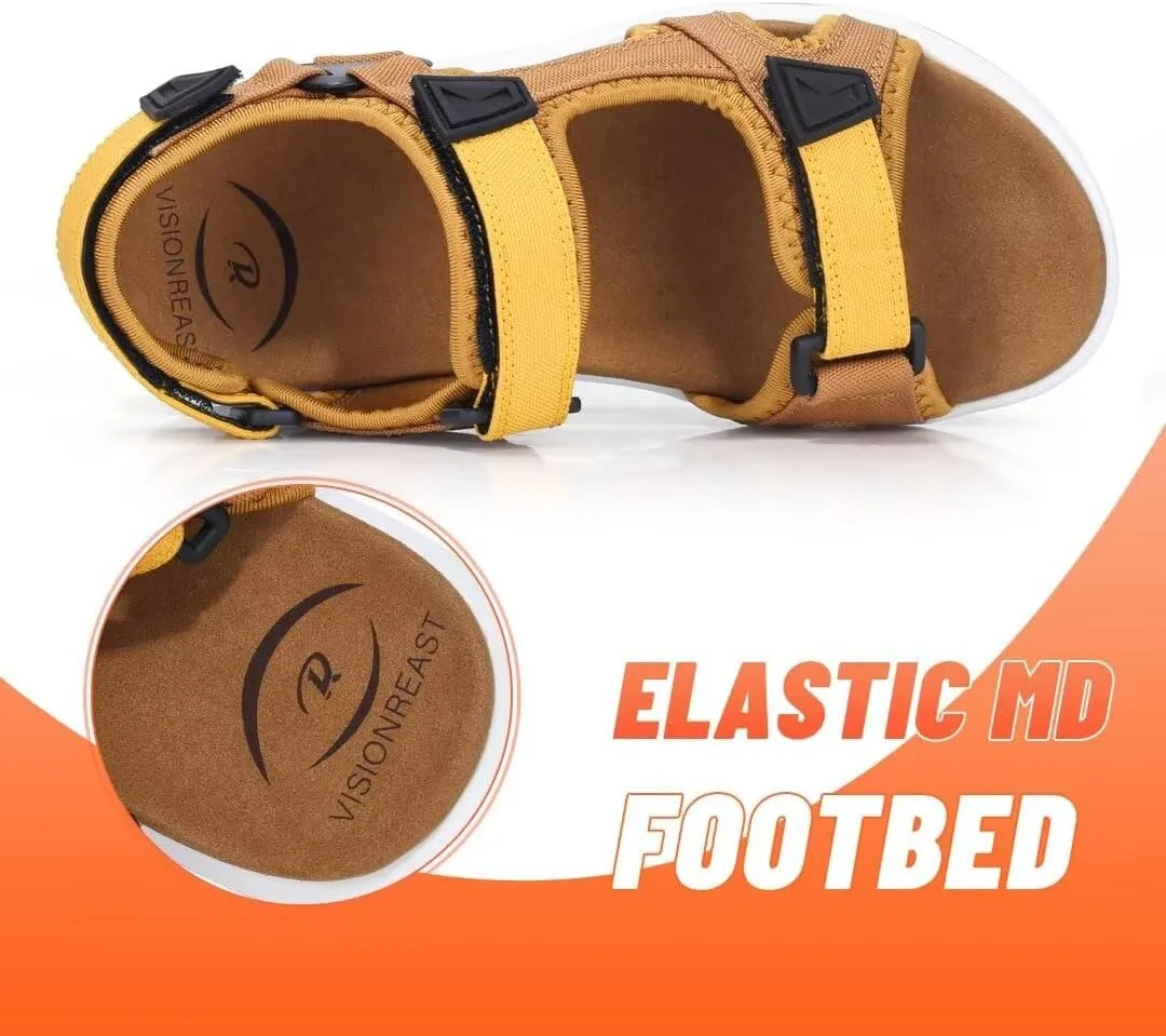 visionreast Mens Athletic Sandals Open Toe Hiking Outdoor Non-slip Sandals Air Cushion Sport Casual Beach Sandals