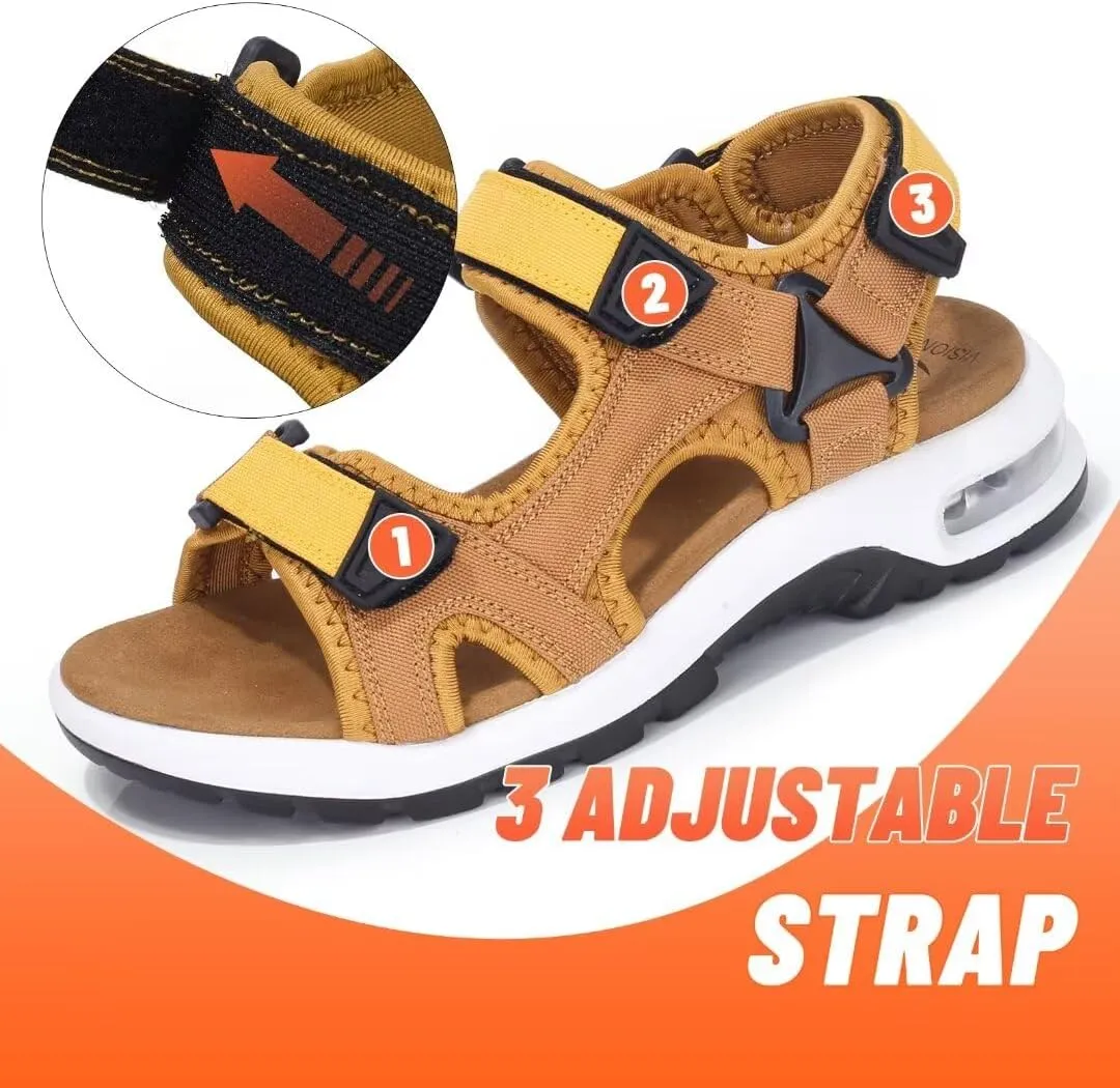 visionreast Mens Athletic Sandals Open Toe Hiking Outdoor Non-slip Sandals Air Cushion Sport Casual Beach Sandals
