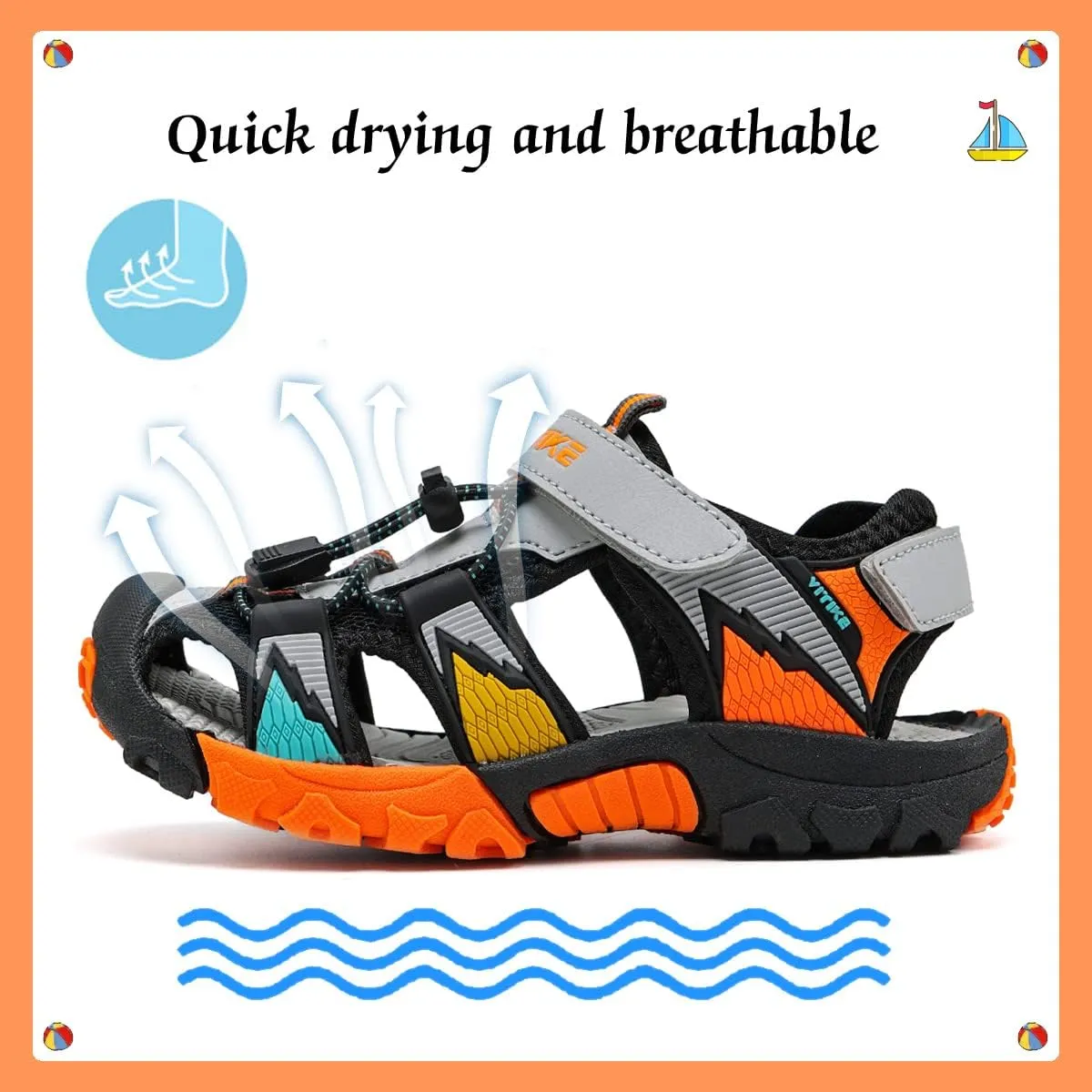 VITUOFLY Kids Sandals Boys Outdoor Hiking Sports Sandal Girls Pool Beach Shoes Summer Water Shoe Sneakers