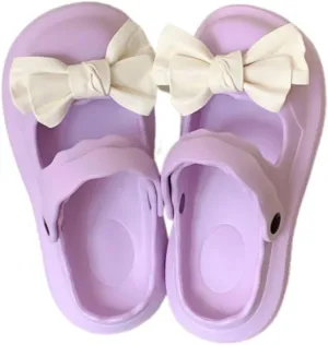 VOIV Cute Multi Colored Bow Tie Pillow Slipper Cloud Slides Non-Slip Summer Slipper