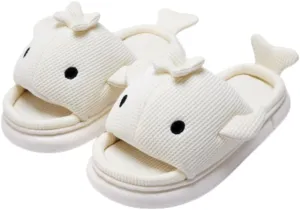 VOIV Cute Multi Colored Whale Linen Pillow Slipper Cloud Slides Non-Slip Summer Slipper