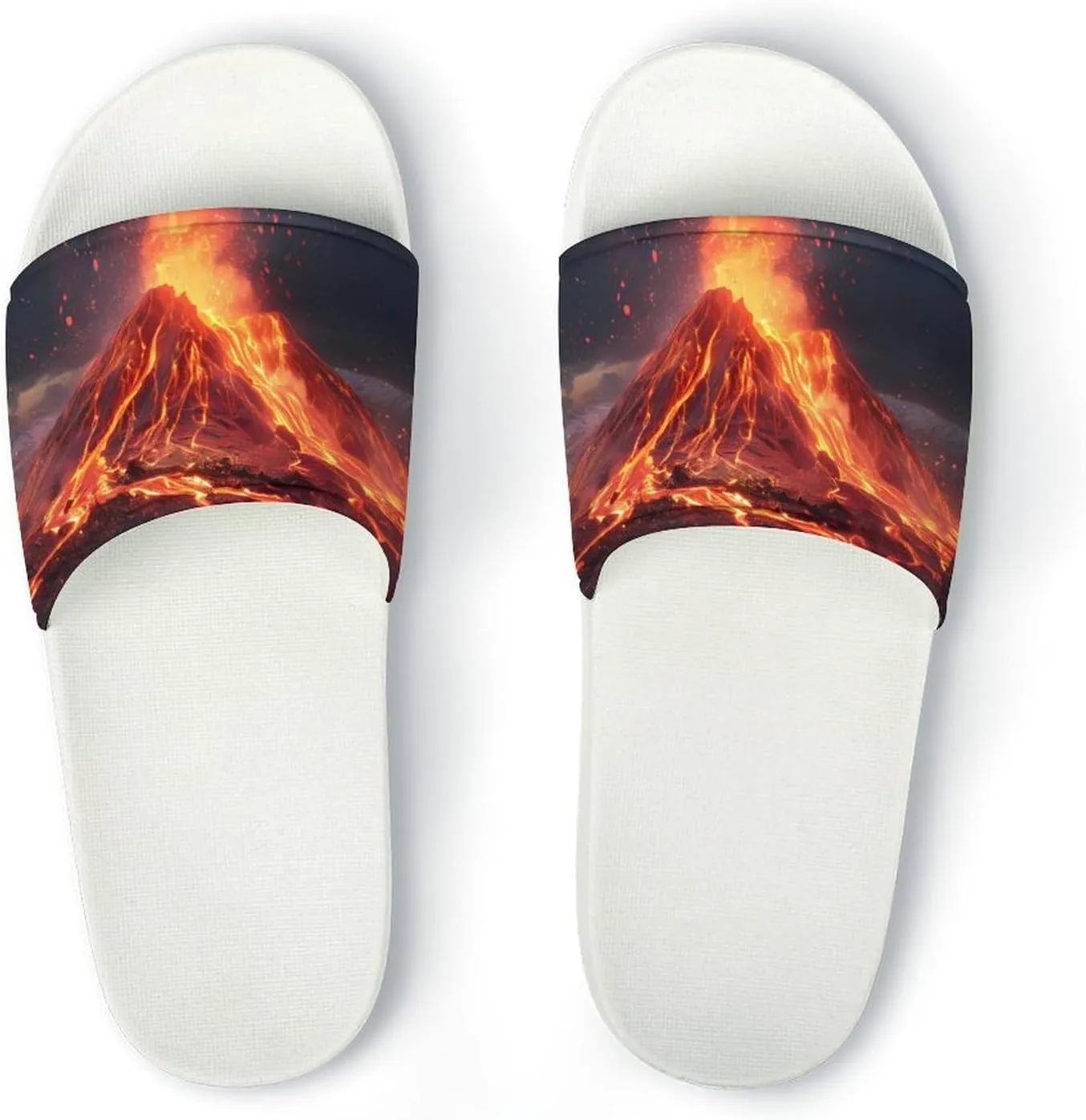 Volcano Eruption(1) Home Slipper PVC Open Toe Shower Shoes Non-Slip Bathroom Sandals Pool Sandals for Men Women