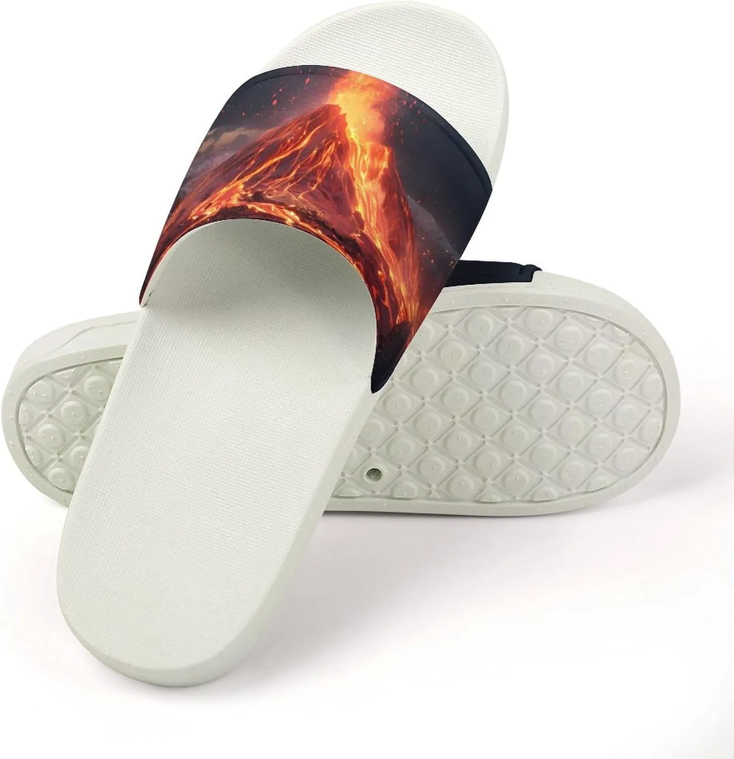 Volcano Eruption(1) Home Slipper PVC Open Toe Shower Shoes Non-Slip Bathroom Sandals Pool Sandals for Men Women