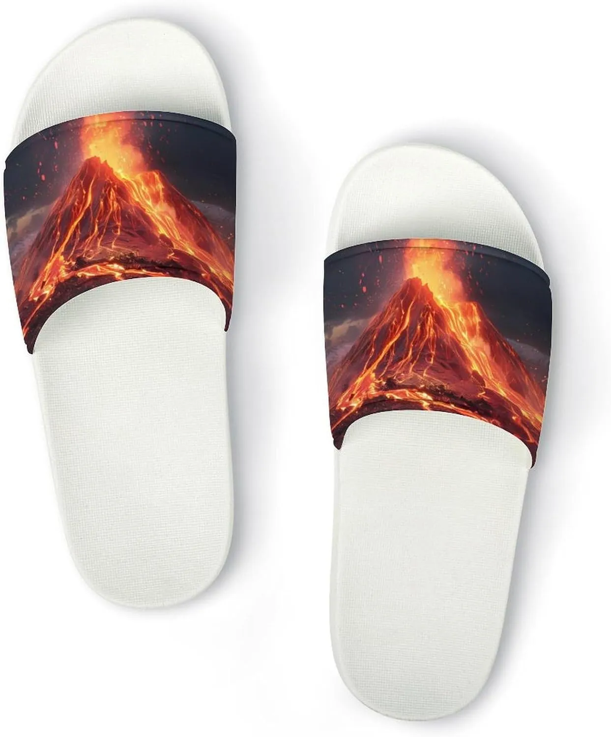 Volcano Eruption(1) Home Slipper PVC Open Toe Shower Shoes Non-Slip Bathroom Sandals Pool Sandals for Men Women