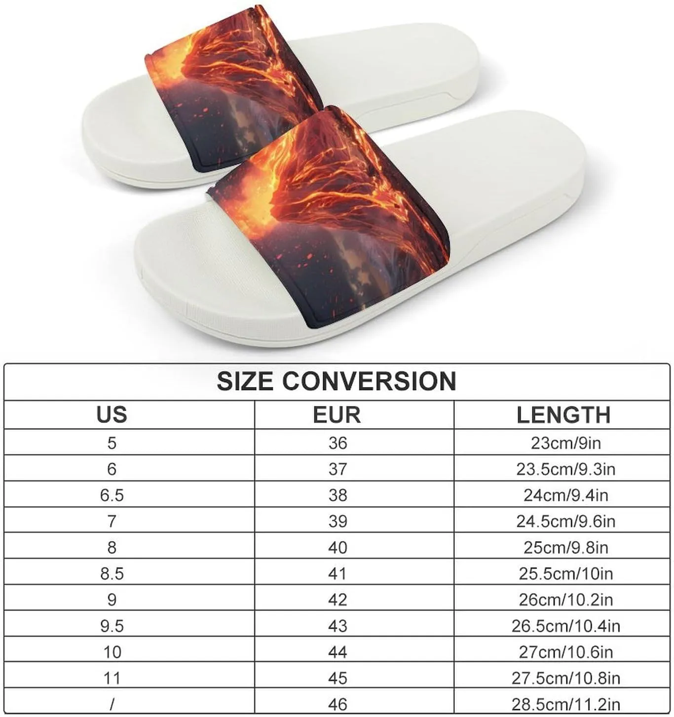 Volcano Eruption(1) Home Slipper PVC Open Toe Shower Shoes Non-Slip Bathroom Sandals Pool Sandals for Men Women