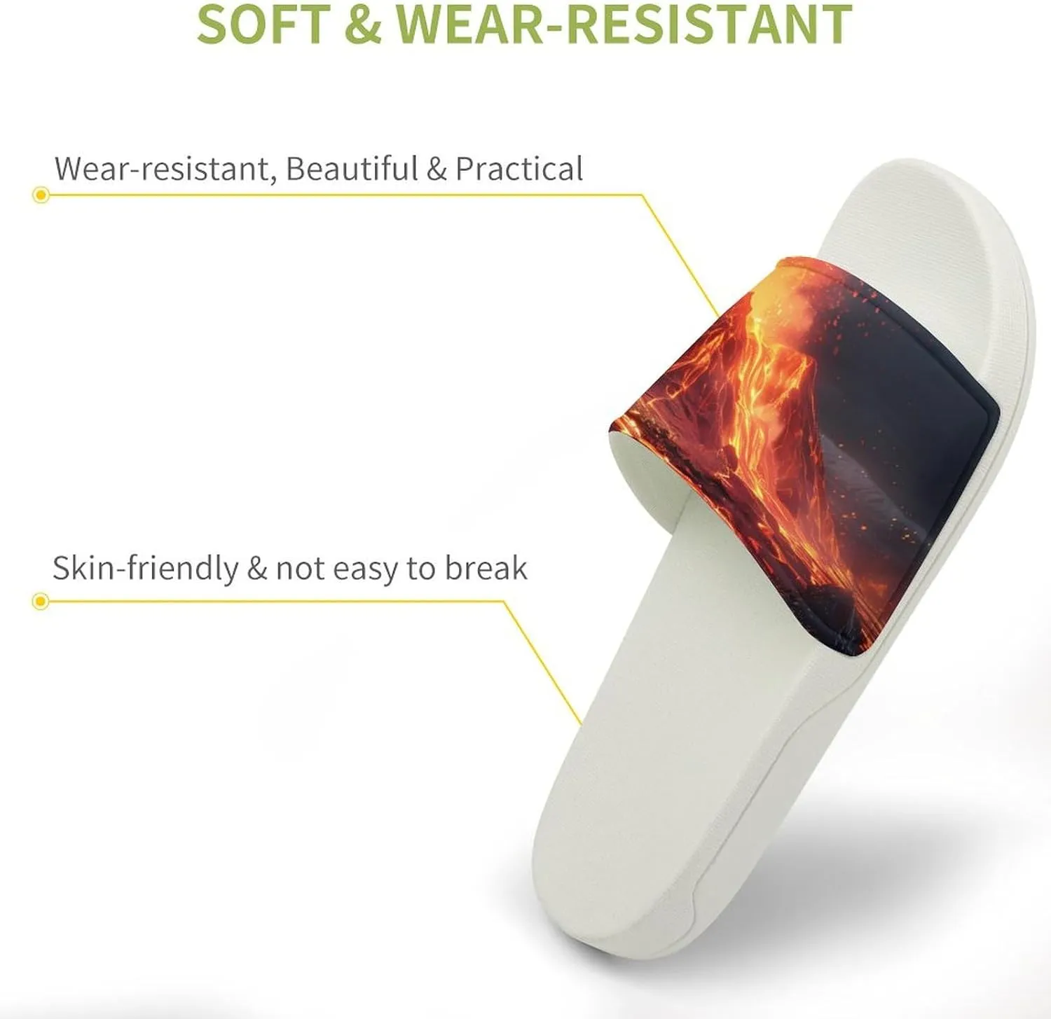 Volcano Eruption(1) Home Slipper PVC Open Toe Shower Shoes Non-Slip Bathroom Sandals Pool Sandals for Men Women