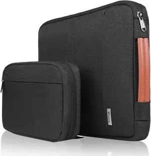 Voova Laptop Sleeve Case 15.6 Inch Compatible with MacBook Air 15 M2/M3/M4, MacBook Pro 15/16, 15-16" Hp Lenovo Dell Acer Asus, 2 in 1 Waterproof Computer Bag with Detachable Accessory Pouch, Black