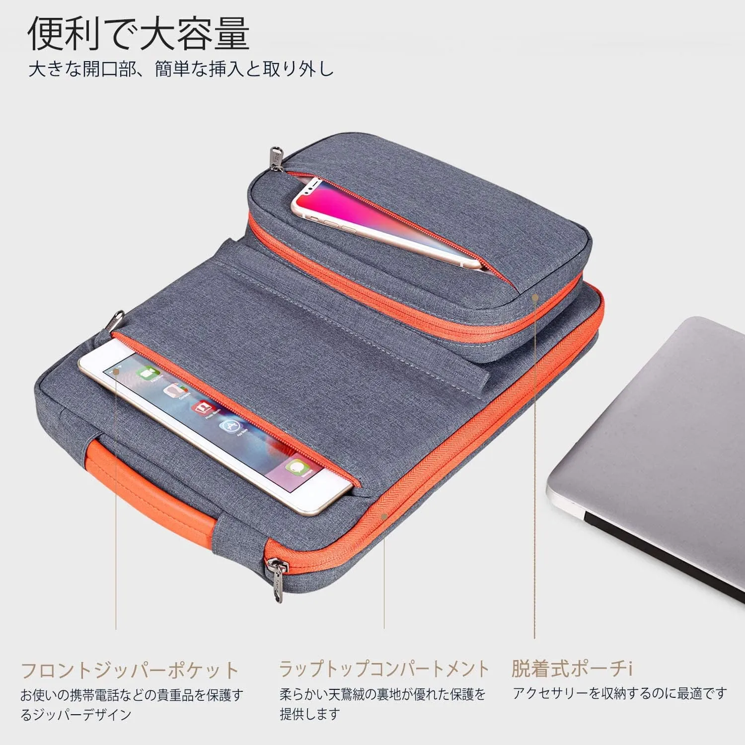 Voova Laptop Sleeve Case 15.6 Inch Compatible with MacBook Air 15 M2/M3/M4, MacBook Pro 15/16, 15-16" Hp Lenovo Dell Acer Asus, 2 in 1 Waterproof Computer Bag with Detachable Accessory Pouch, Grey