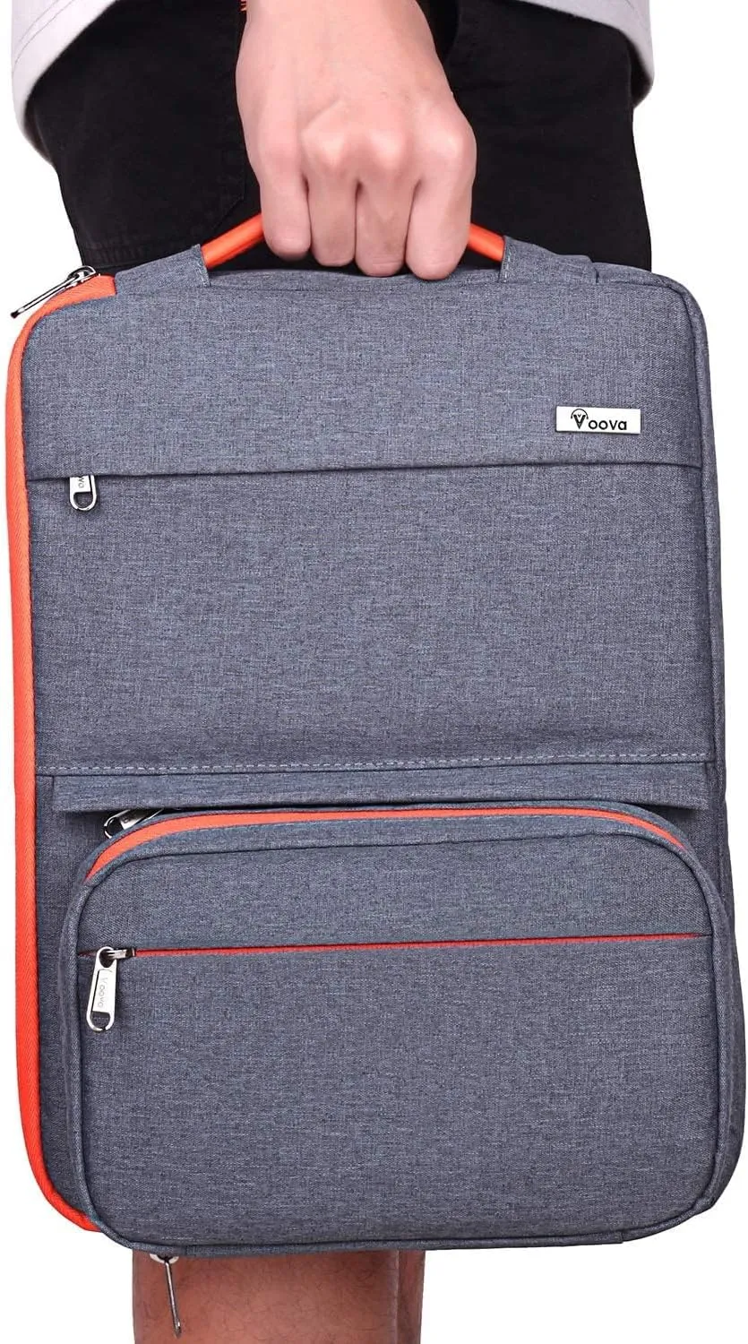 Voova Laptop Sleeve Case 15.6 Inch Compatible with MacBook Air 15 M2/M3/M4, MacBook Pro 15/16, 15-16" Hp Lenovo Dell Acer Asus, 2 in 1 Waterproof Computer Bag with Detachable Accessory Pouch, Grey