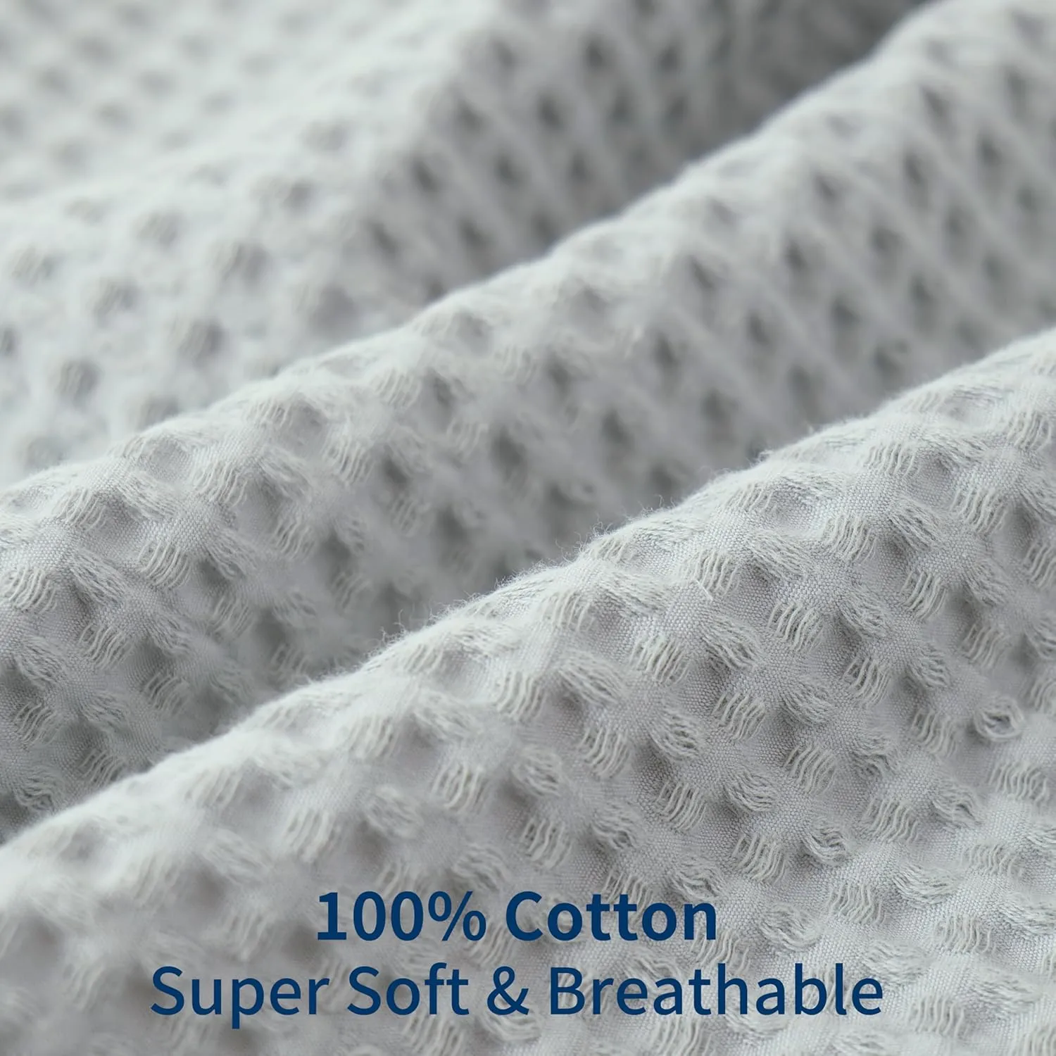 Waffle Weave Pillowcases King Size 2 Pack, 100% Egyptian Cotton 600 Thread Count, Ultra Soft Pillow Shams with Envelope Closure, Breathable Skin-Friendly Pillow Case, Grey, 20x36 Inches