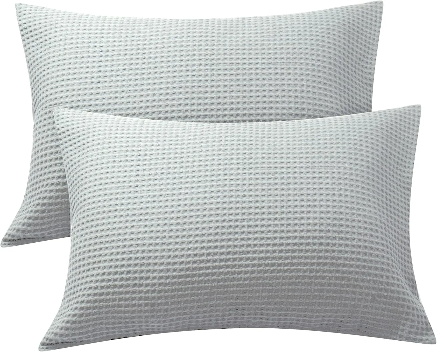 Waffle Weave Pillowcases King Size 2 Pack, 100% Egyptian Cotton 600 Thread Count, Ultra Soft Pillow Shams with Envelope Closure, Breathable Skin-Friendly Pillow Case, Grey, 20x36 Inches