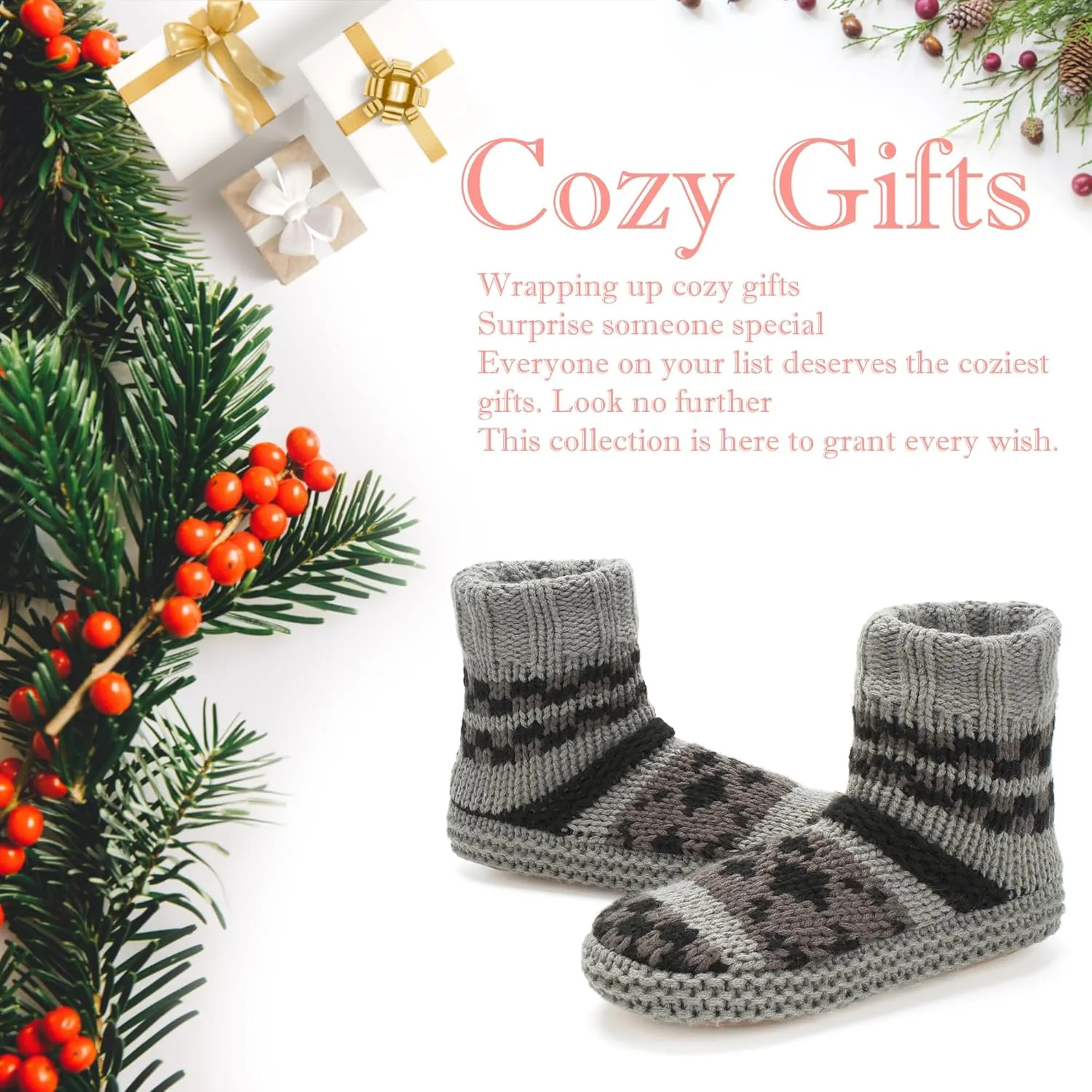 Warm Slipper Socks for Women, Winter Fuzzy House Shoes Indoor, Cozy Christmas Gifts Unique
