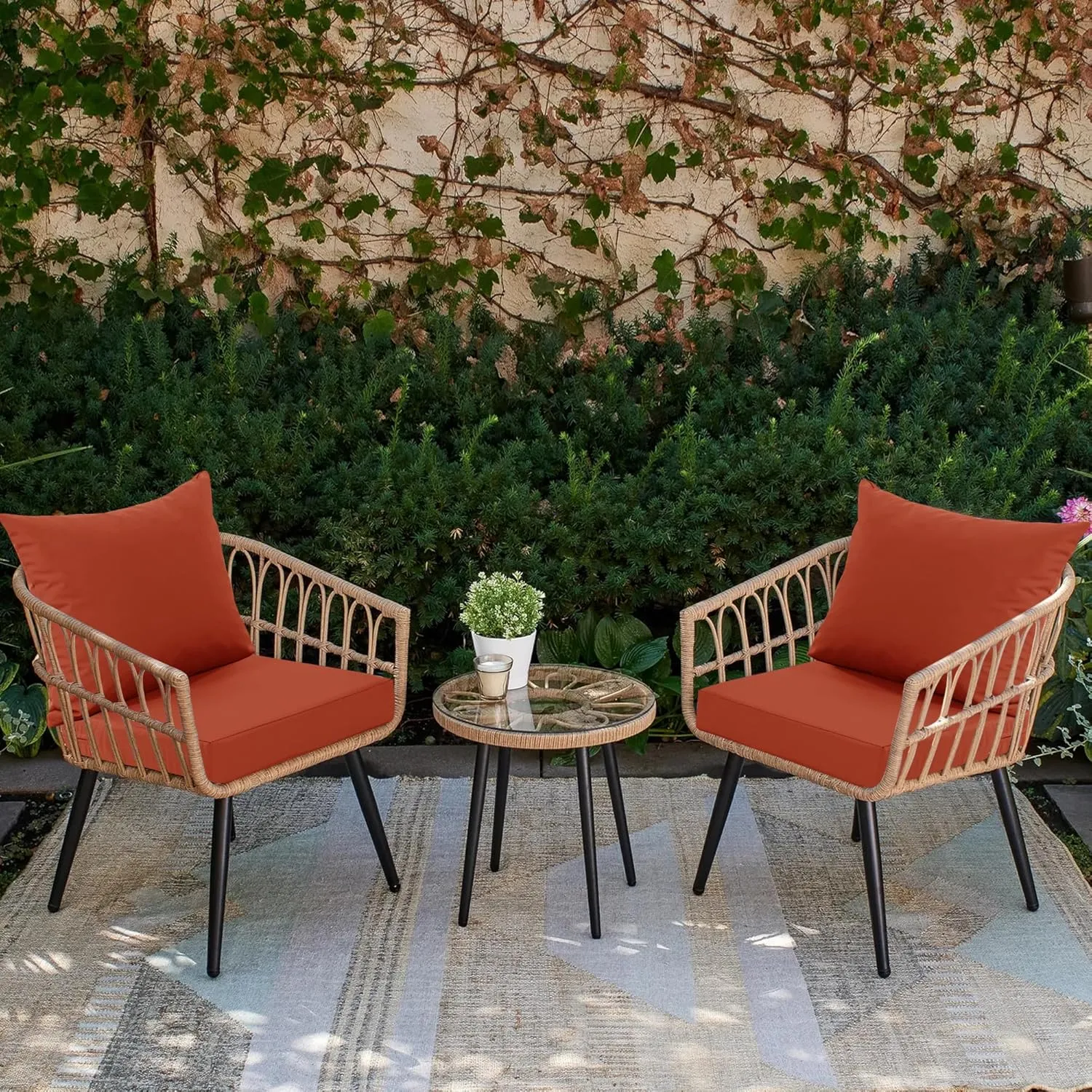 Waterproof Patio Cushions for Outdoor Furniture, Fade Resistant Back Pillow and Seat Cushion Set for Couch Replacements, 19 x 19 Inch, Rust, 1 Set