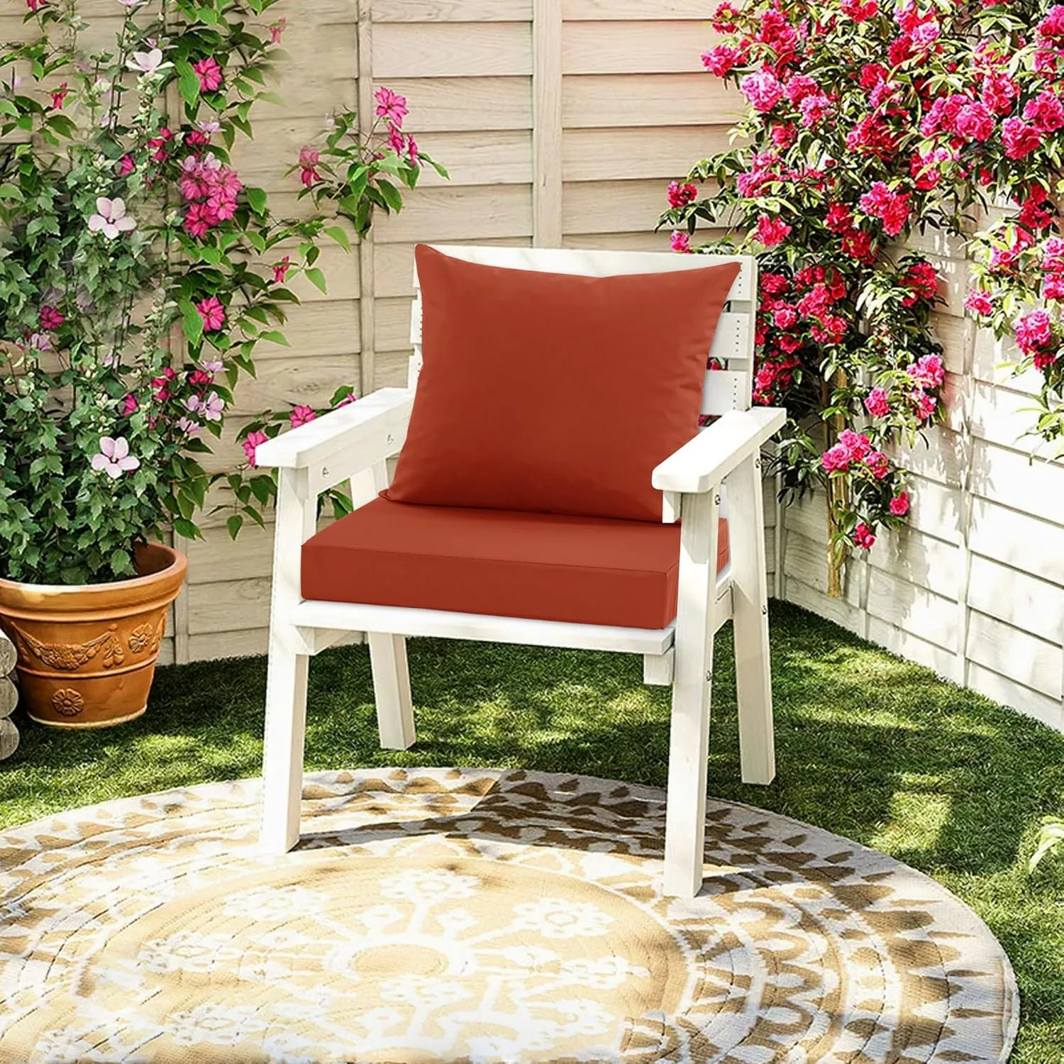 Waterproof Patio Cushions for Outdoor Furniture, Fade Resistant Back Pillow and Seat Cushion Set for Couch Replacements, 19 x 19 Inch, Rust, 1 Set