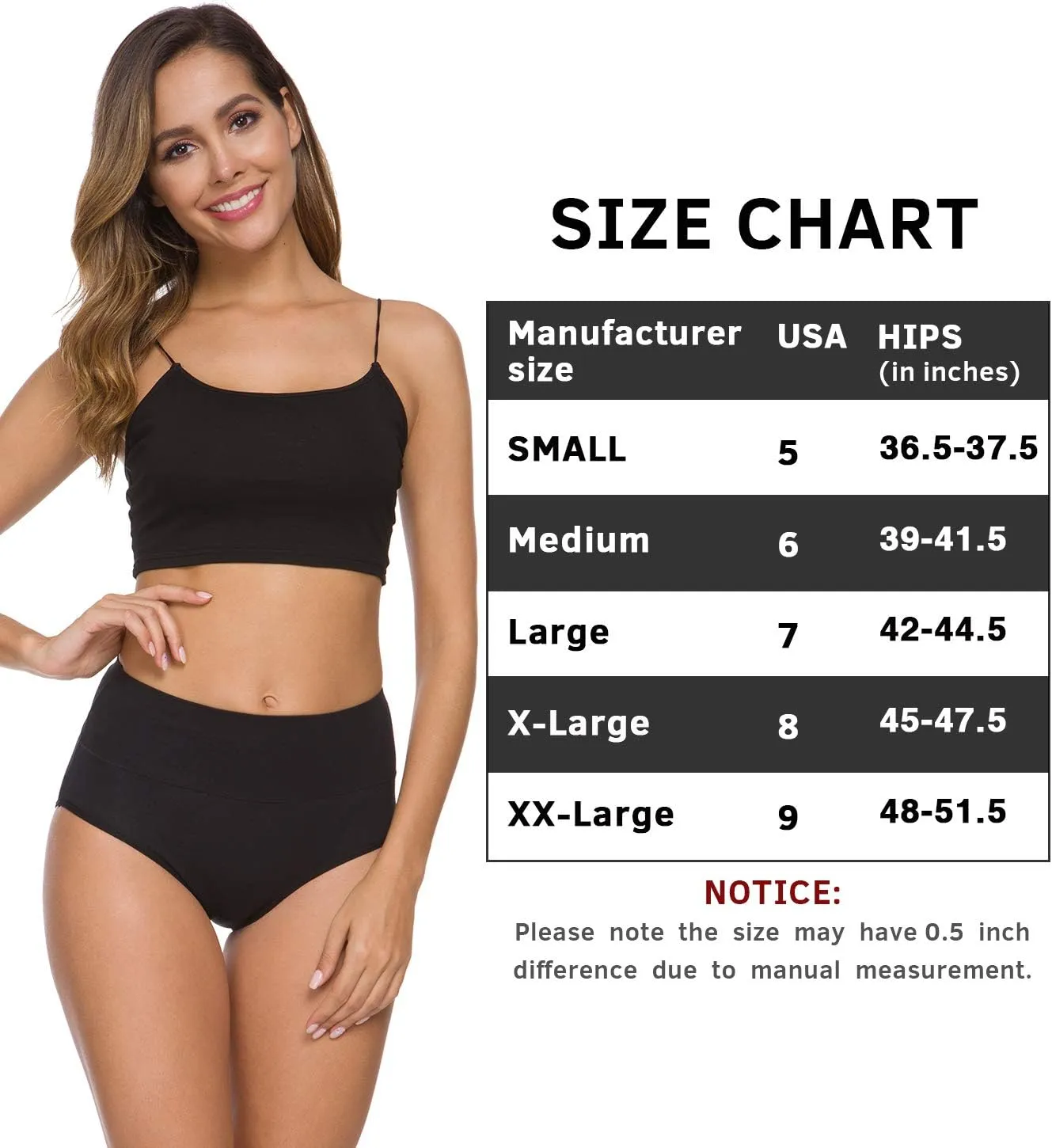 Wealurre Women's Comfort Cotton High Waist Underwear Breathable Soft Tummy Control Bikini Panties Plus Size