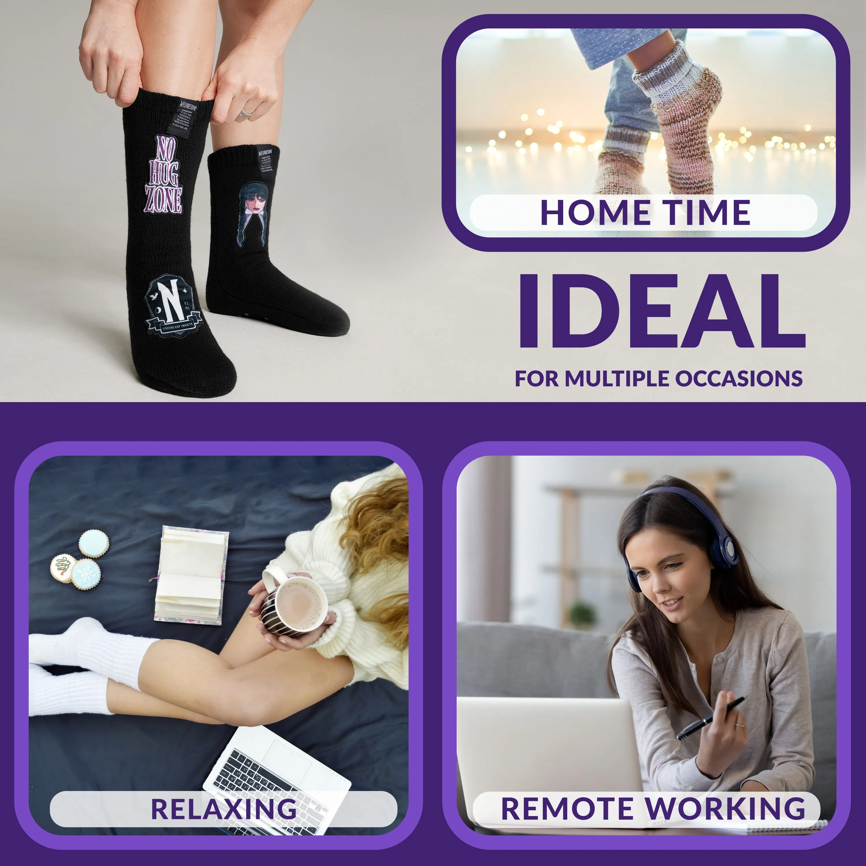 Wednesday Slipper Socks for Women and Teenagers