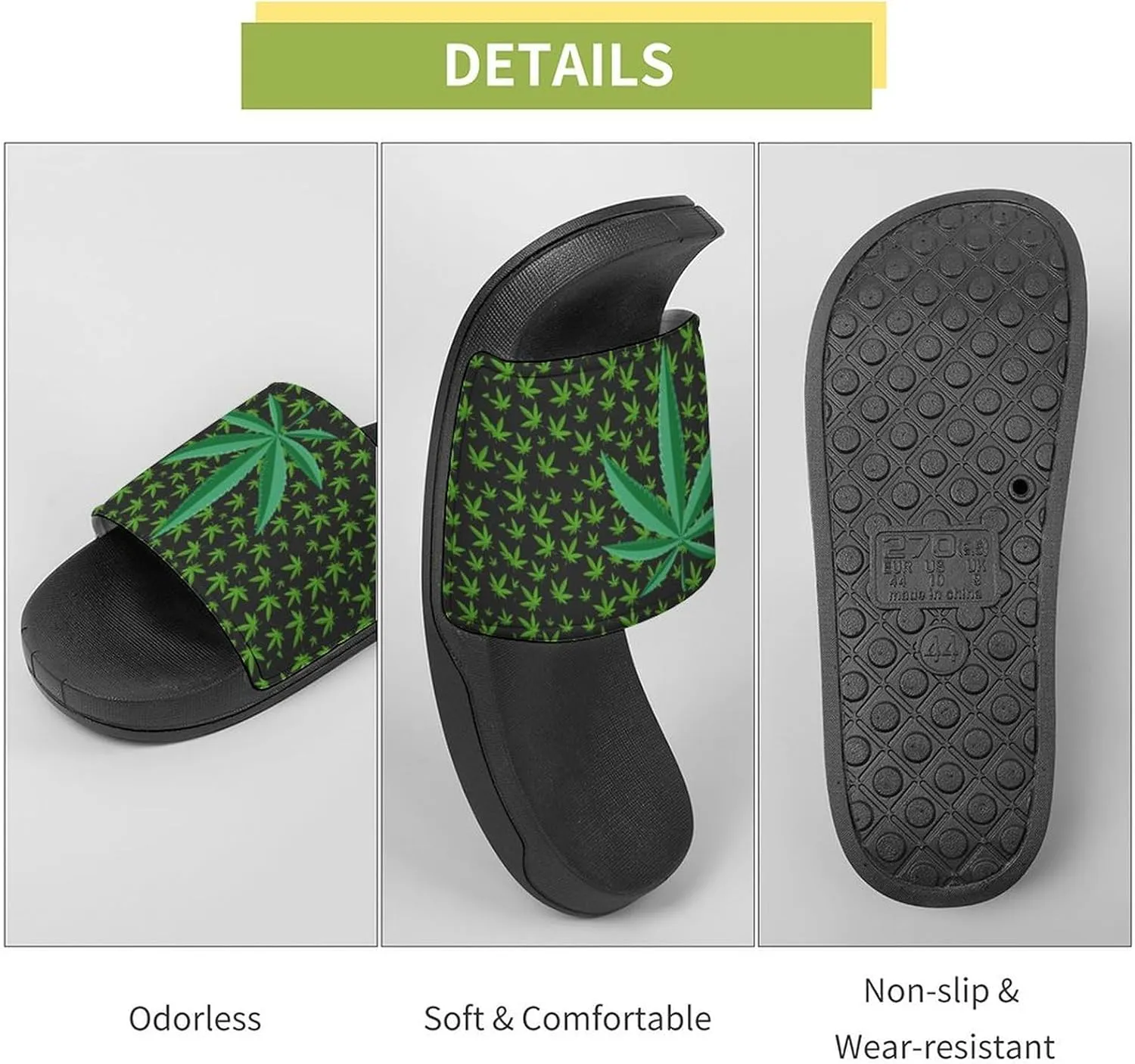 Weed Leaf Cannabis Marijuana Red Yellow Green Art Summer Slippers Womens Men Slides Shoes Sandals Flag Flip Flops