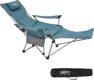 #WEJOY 2-in-1 Camping Chair Reclining, Lightweight Folding Camping Chair with Adjustable Backrest & Footrest, Camping Lounge Chair with Headrest, Cup Holder, Storage Bag, for Beach, Lawn, Concert