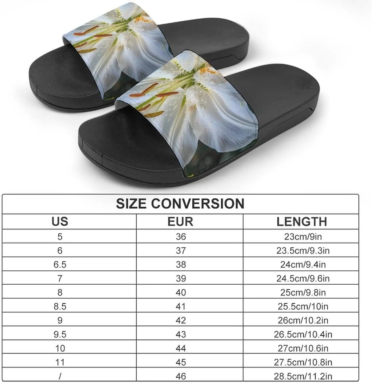 White Lily Blooming Flowers Slippers for Women Men Anti-Slip Shower Slides Open Toe Slippers for Home Outdoor Beach