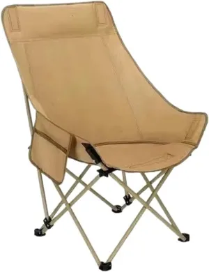 Widened High Back Chair Outdoor Folding Camping Chair Multifunctional Home Portable Fishing Stool(Khaki)