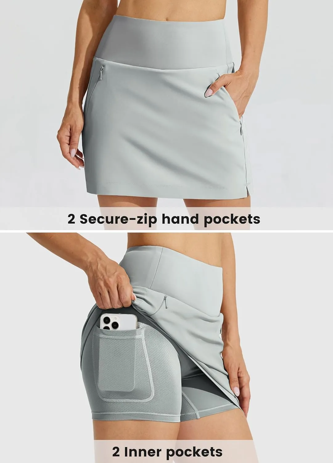 Willit Women's Golf Skirts Zipper Pockets High Waisted Stretchy Skorts Quick Dry Athletic Tennis Casual Skorts