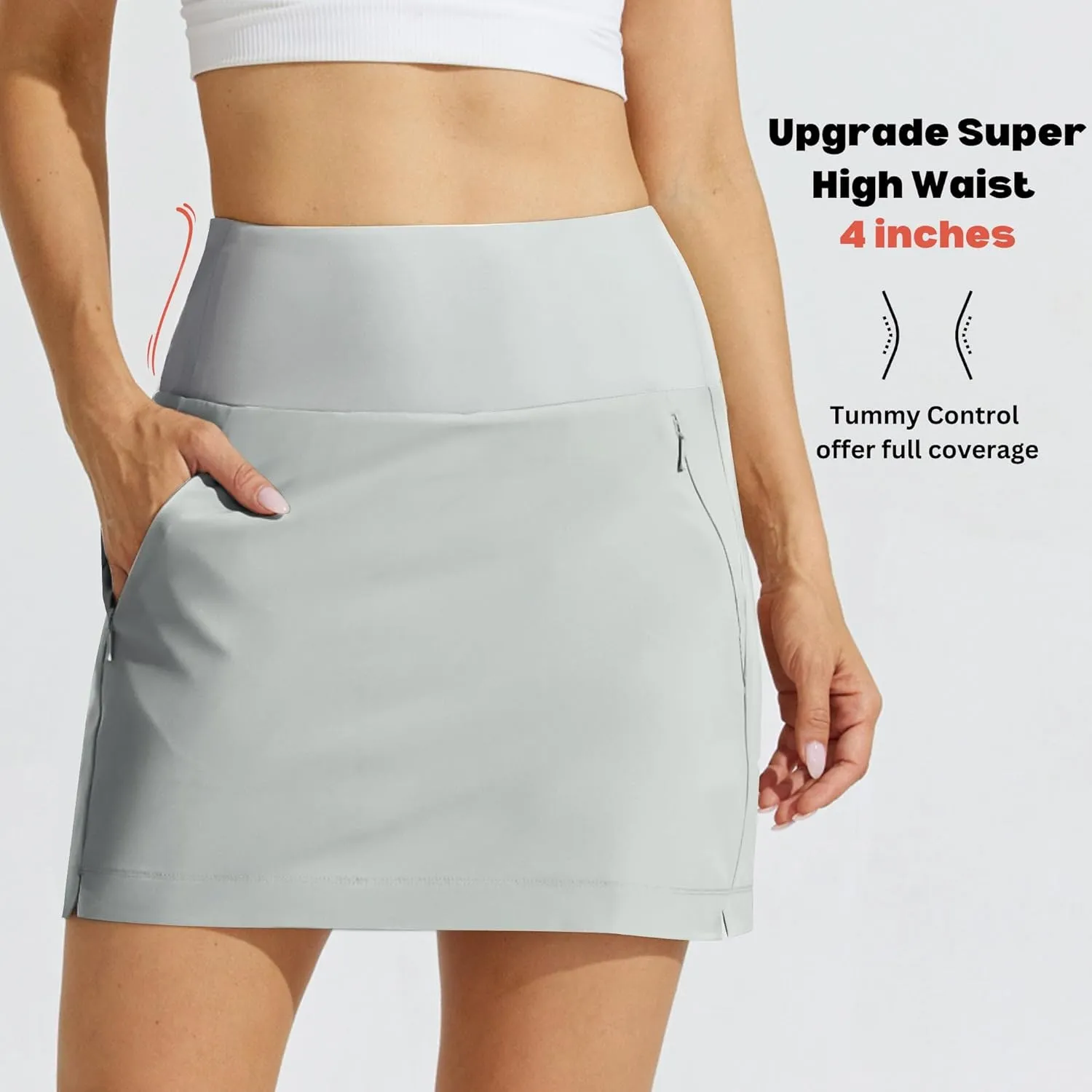 Willit Women's Golf Skirts Zipper Pockets High Waisted Stretchy Skorts Quick Dry Athletic Tennis Casual Skorts
