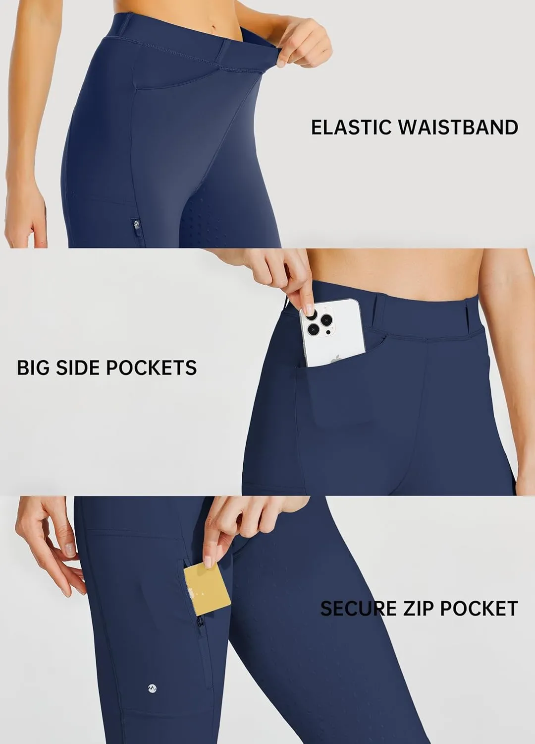Willit Women's Horse Riding Pants Full Seat Silicone Equestrian Breeches Horseback Schooling Tights Zipper Pockets