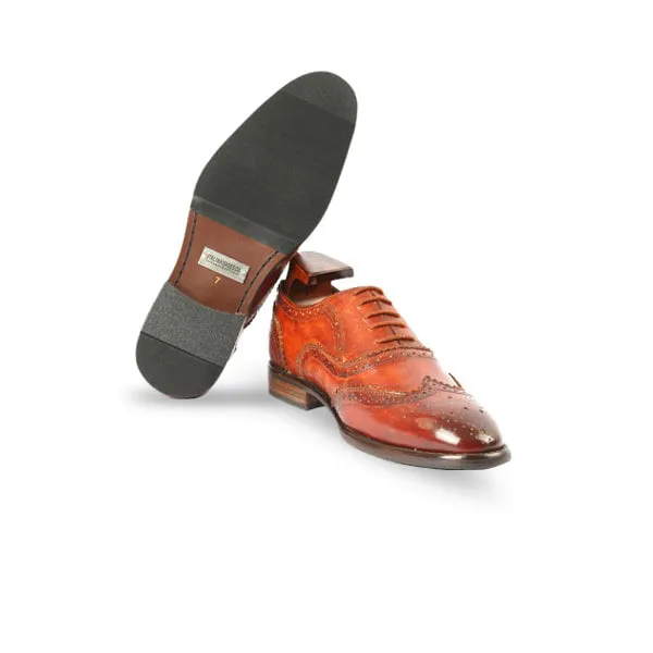 Wingtip Oxford Brogue Shiny Brown Shoes