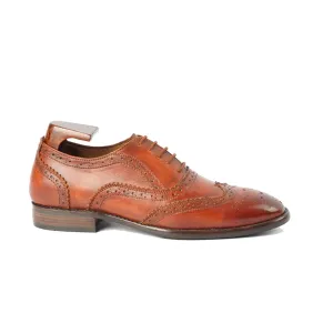 Wingtip Oxford Brogue Shiny Brown Shoes