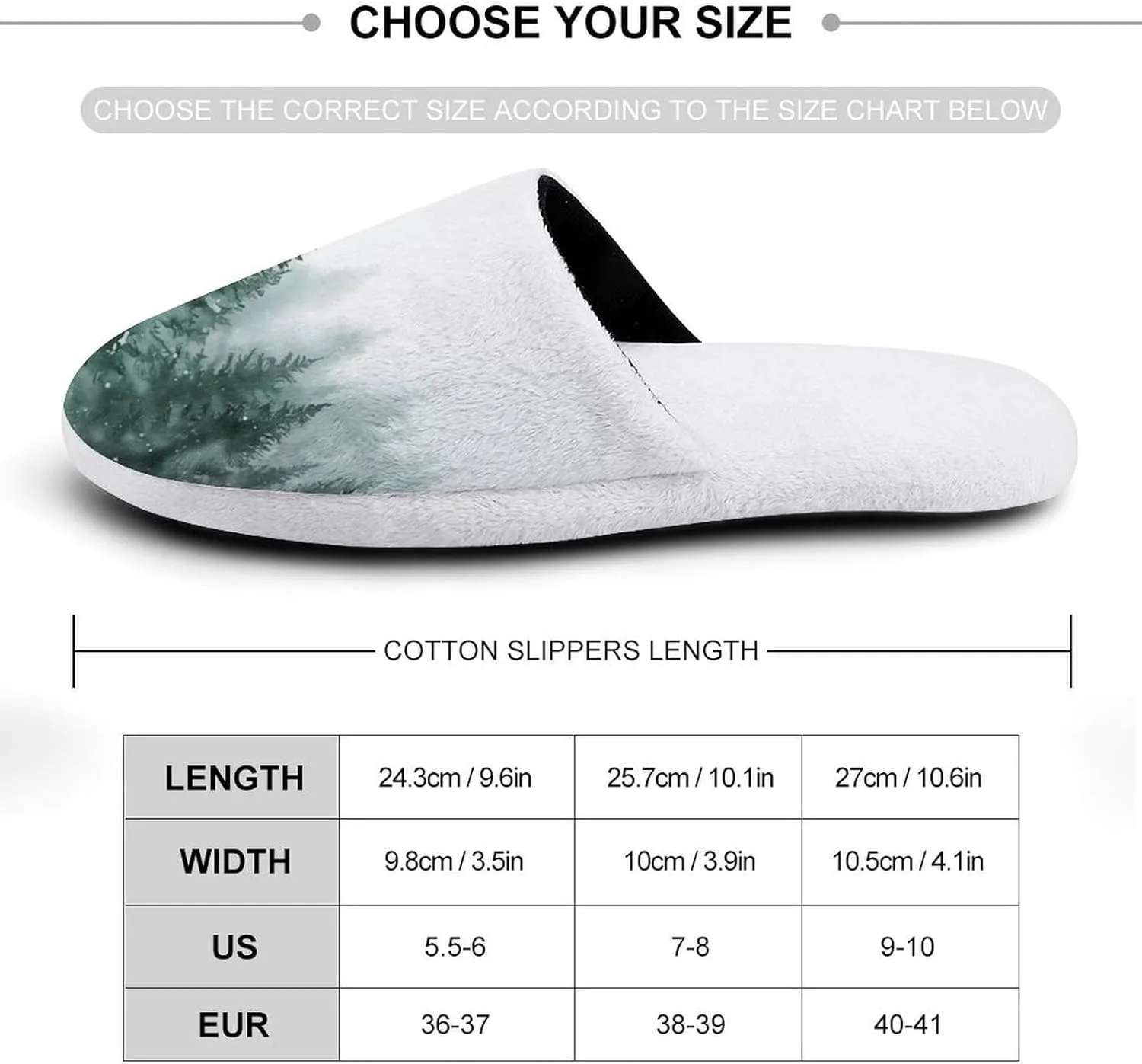 Winter Forest Pine Spruce Women's Slipper Non Slip Comfortable Winter Warm Home House Shoes
