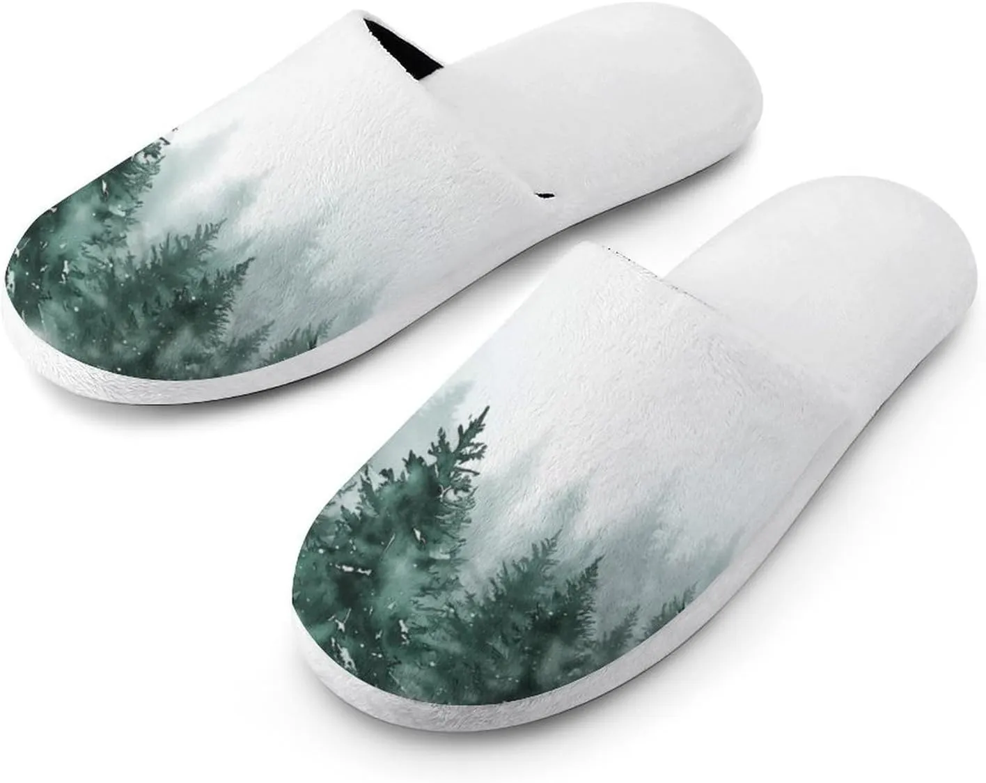 Winter Forest Pine Spruce Women's Slipper Non Slip Comfortable Winter Warm Home House Shoes