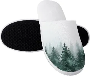 Winter Forest Pine Spruce Women's Slipper Non Slip Comfortable Winter Warm Home House Shoes