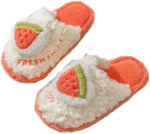 Winter Kawaii Warm Cozy Soft Fleece Fluffy Fuzzy Plush Fruit House Slipper
