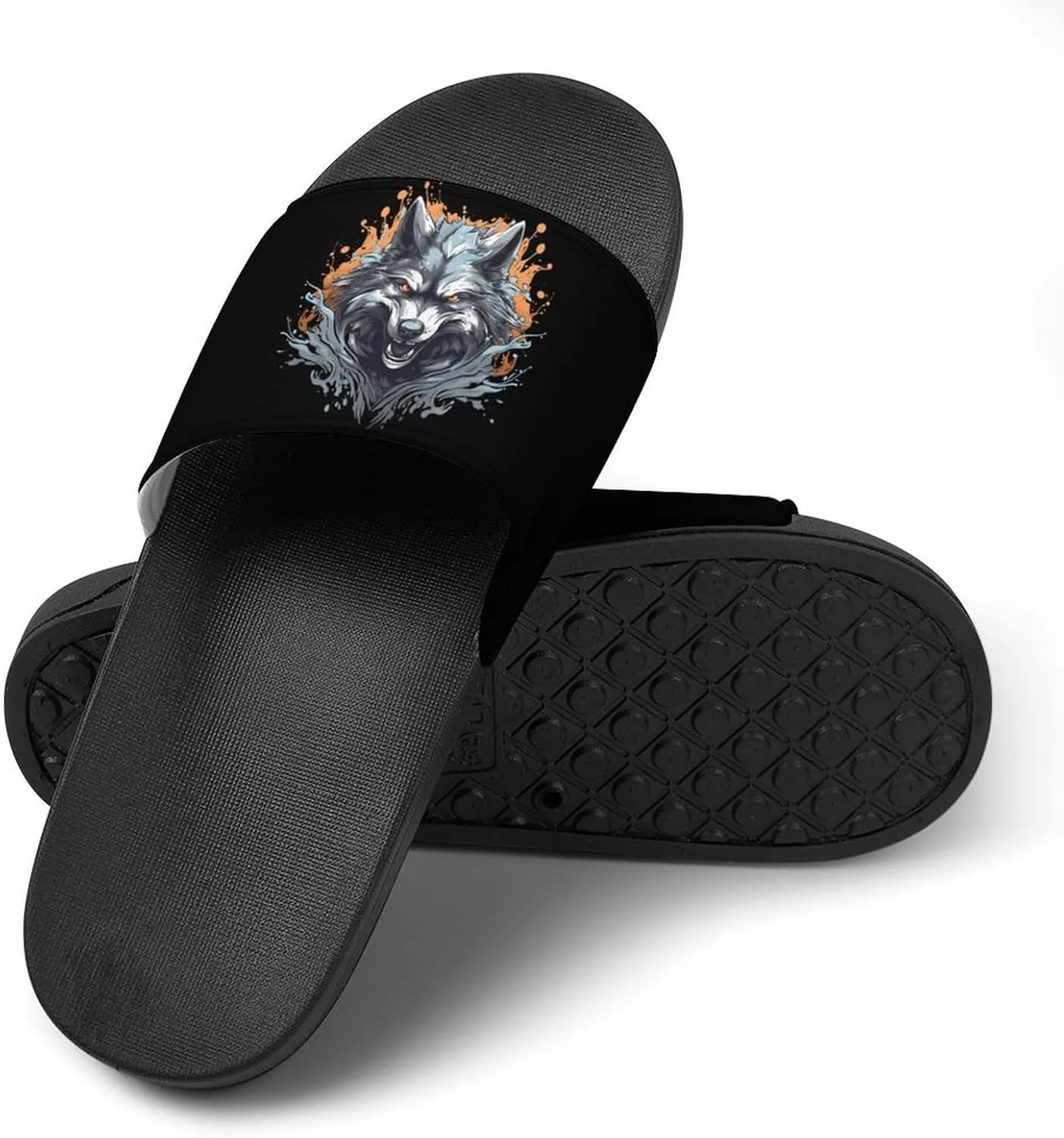 Wolf Home Slipper PVC Open Toe Shower Shoes Non-Slip Bathroom Sandals Pool Sandals for Men Women