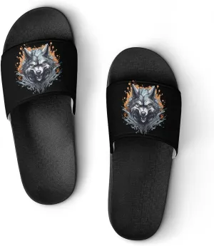 Wolf Home Slipper PVC Open Toe Shower Shoes Non-Slip Bathroom Sandals Pool Sandals for Men Women