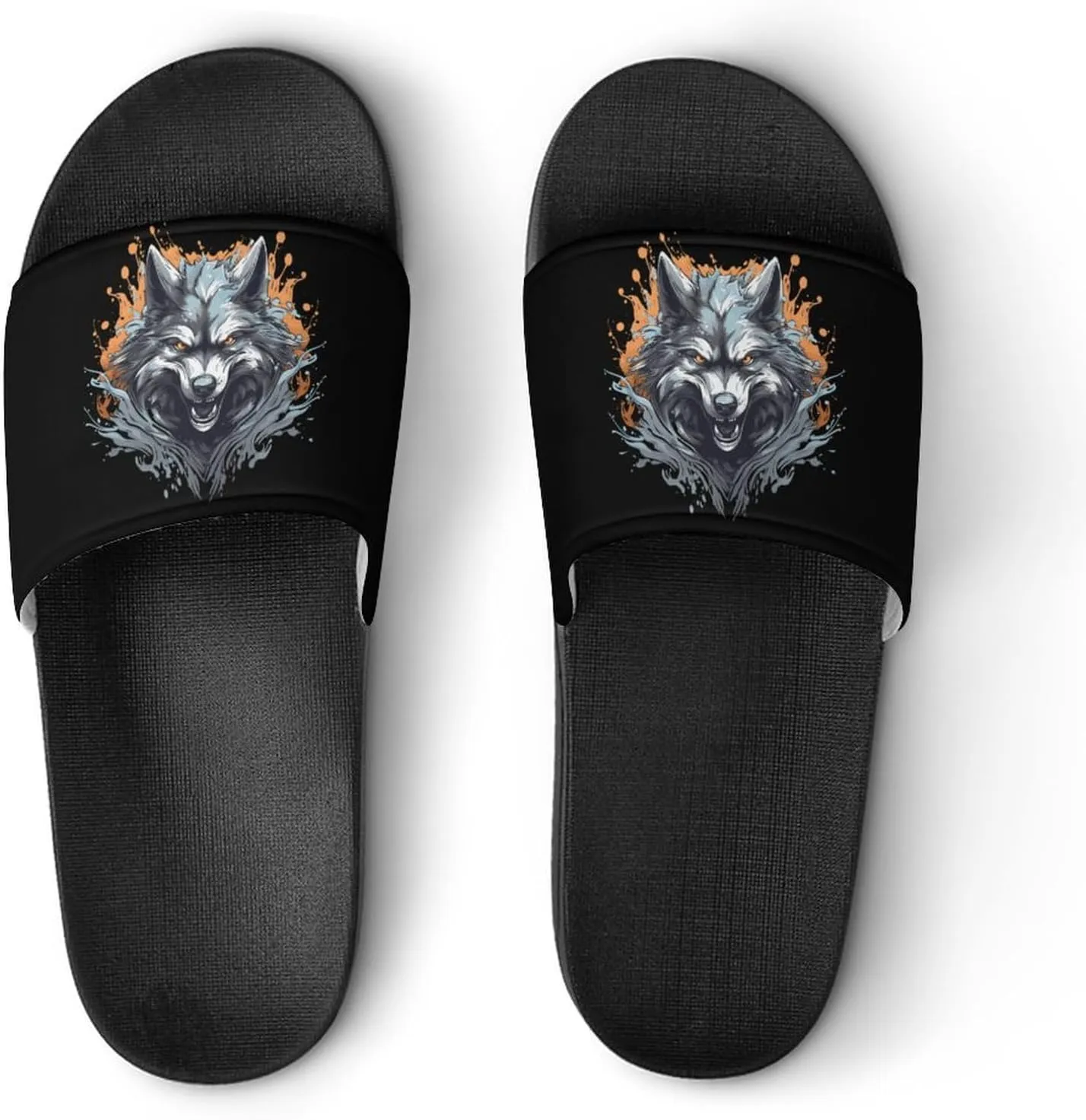 Wolf Home Slipper PVC Open Toe Shower Shoes Non-Slip Bathroom Sandals Pool Sandals for Men Women