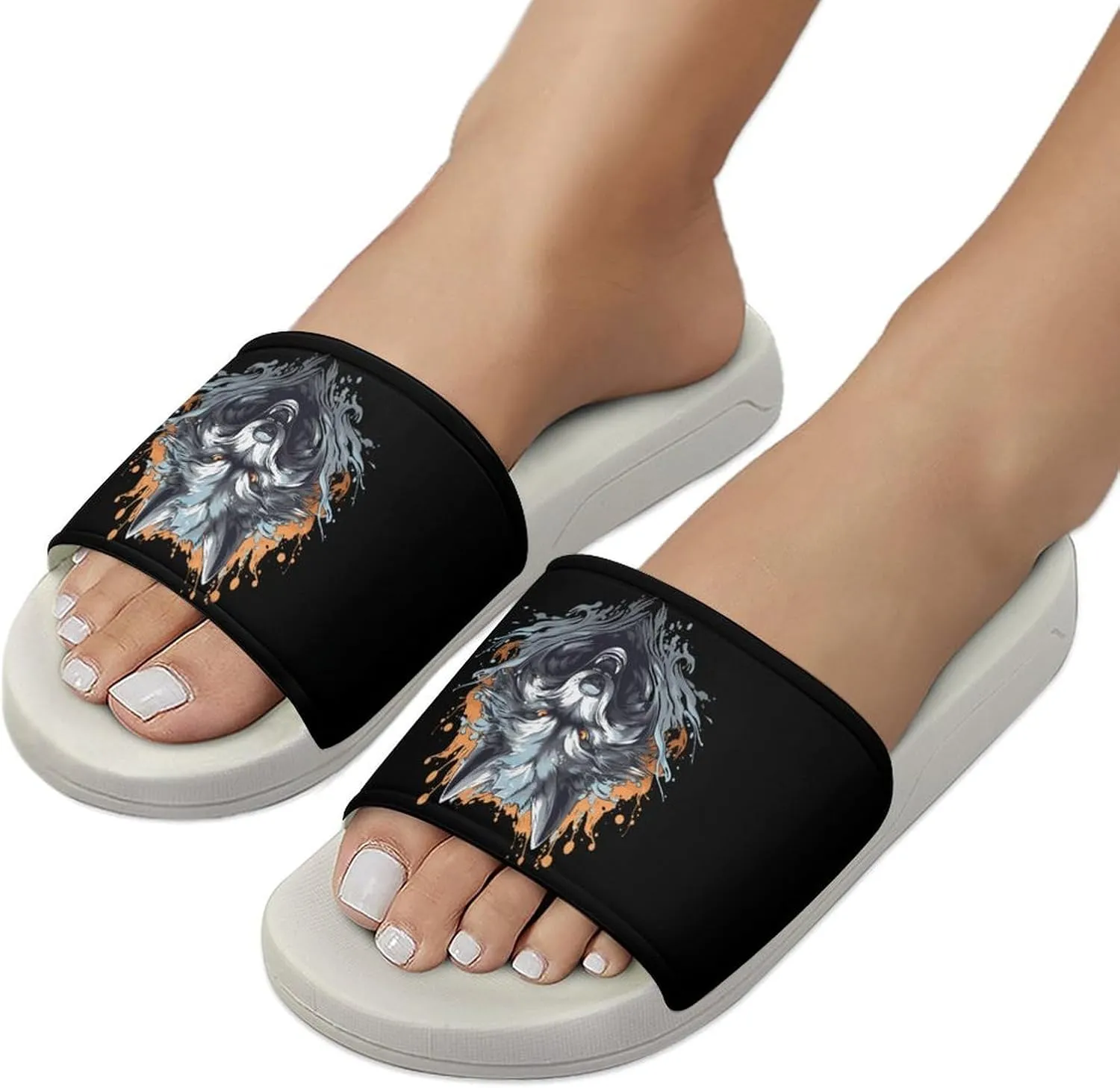 Wolf Home Slipper PVC Open Toe Shower Shoes Non-Slip Bathroom Sandals Pool Sandals for Men Women