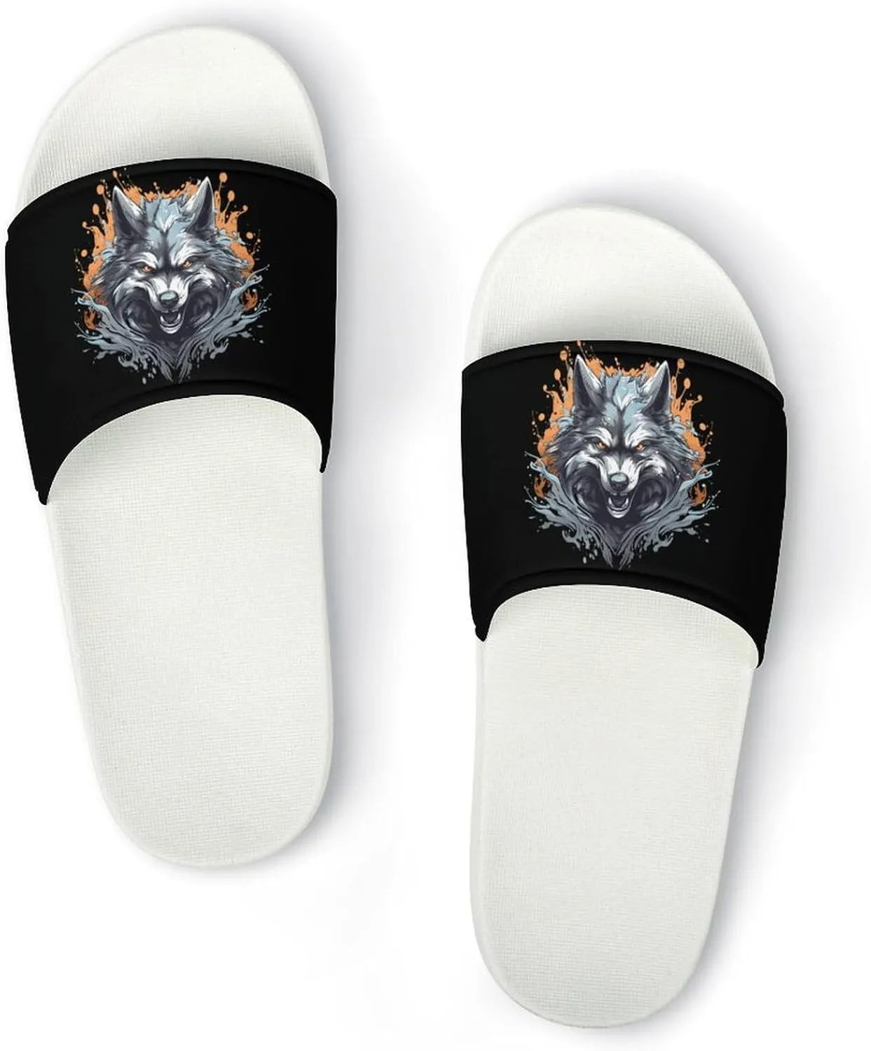 Wolf Home Slipper PVC Open Toe Shower Shoes Non-Slip Bathroom Sandals Pool Sandals for Men Women