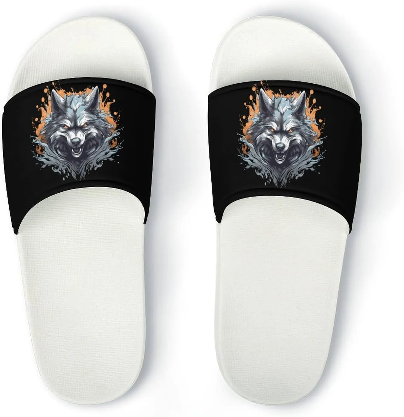 Wolf Home Slipper PVC Open Toe Shower Shoes Non-Slip Bathroom Sandals Pool Sandals for Men Women