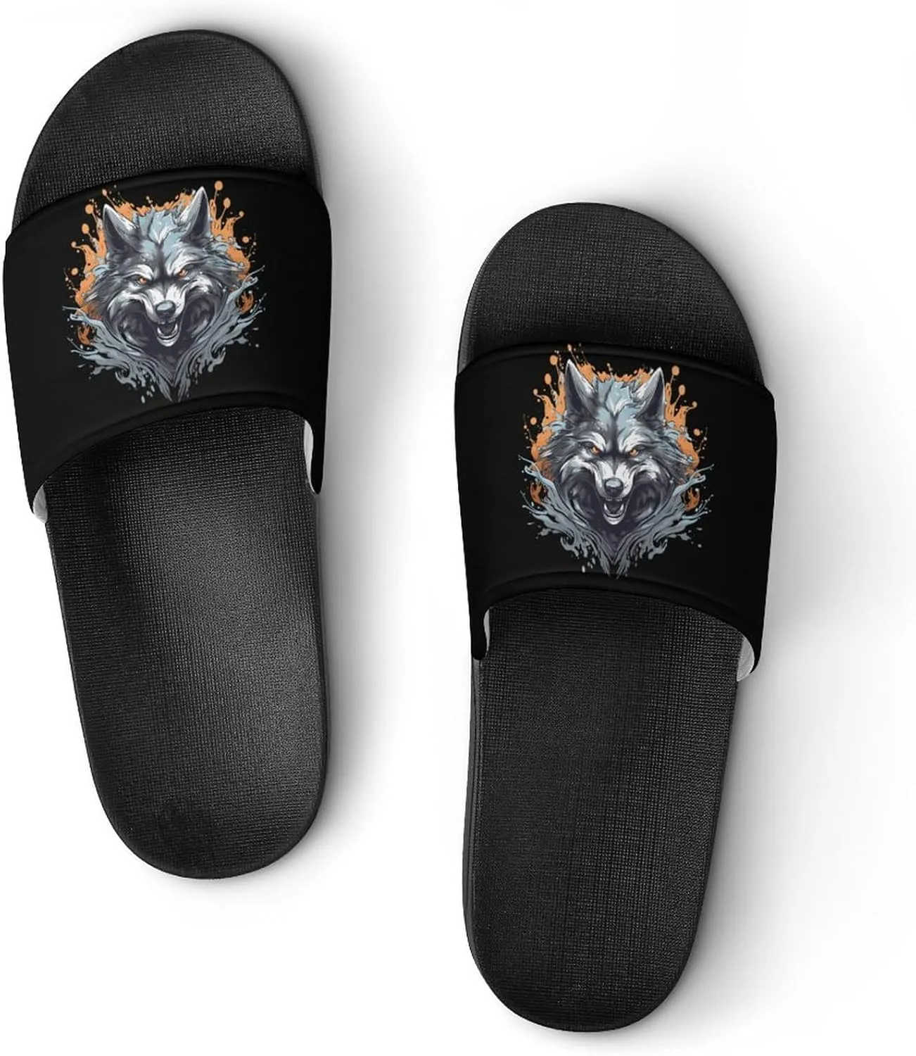 Wolf Home Slipper PVC Open Toe Shower Shoes Non-Slip Bathroom Sandals Pool Sandals for Men Women