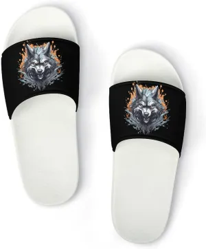 Wolf Home Slipper PVC Open Toe Shower Shoes Non-Slip Bathroom Sandals Pool Sandals for Men Women