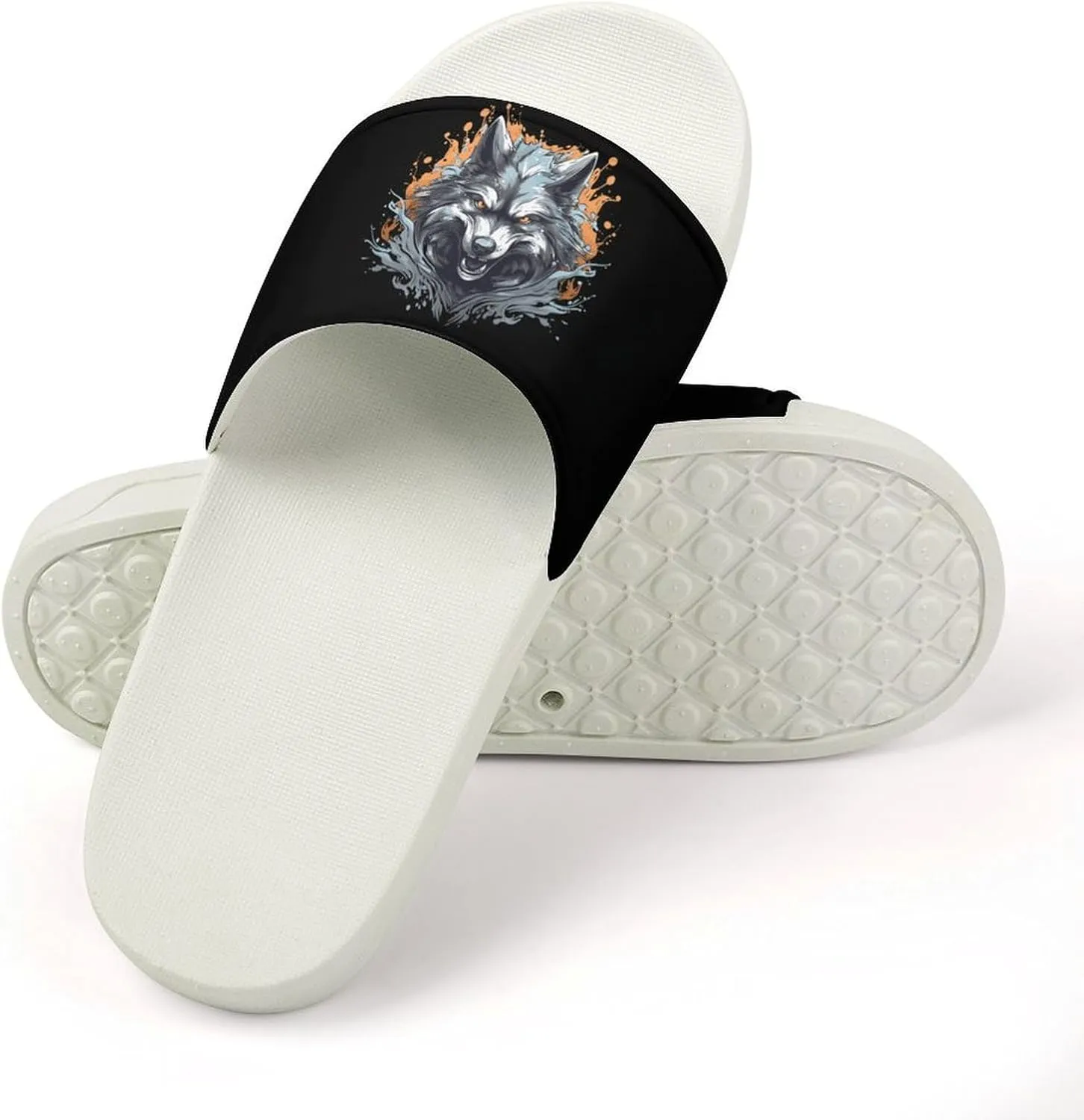 Wolf Home Slipper PVC Open Toe Shower Shoes Non-Slip Bathroom Sandals Pool Sandals for Men Women