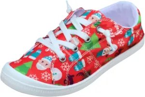 Women Christmas Printed Canvas Shoes Fashion Comfortable Casual Shoes Autumn and Winter Women's Casual Shoes Walking Shoes Colorful Sneakers for Women
