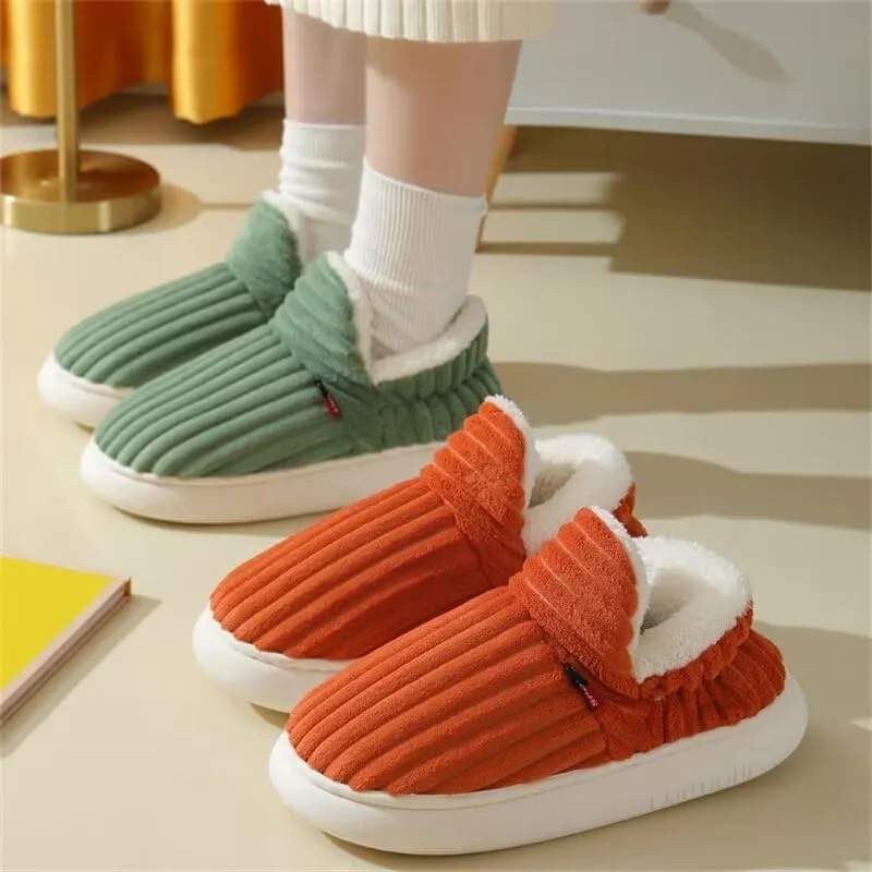 Women Men Non Slip Solid Warm Cotton Shoes for Indoor Home Walking