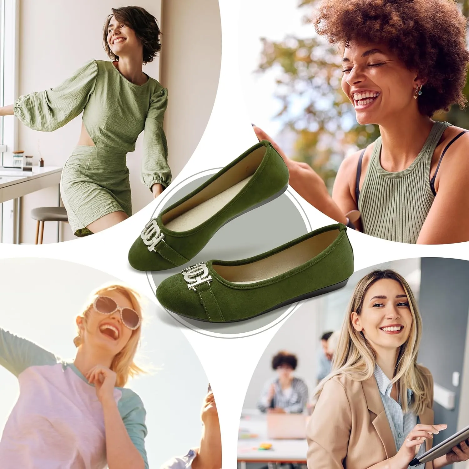 Women's Ballet Shoes Comfortable Slip on Round Toe Flat Casual Shoes for Walking, Driving, Dressy